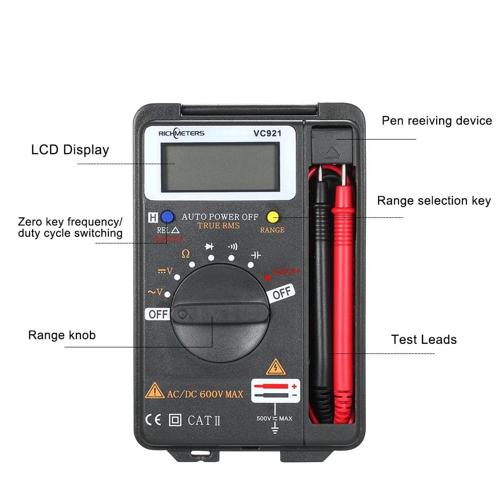 RICHMETERS Handheld Mini Digital Multimeter Multifunction