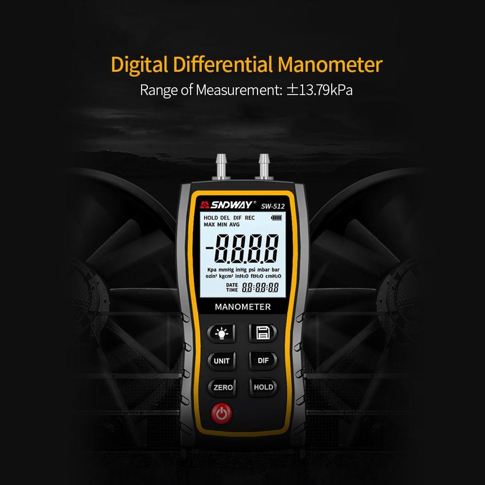 SNDWAY High Precision Differential Manometer Hand-held LCD