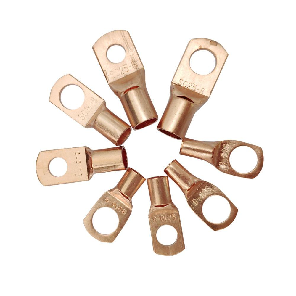 130Pcs/Box Copper Cable Lugs Heavy Duty Wire Lugs Terminal - 130pcs