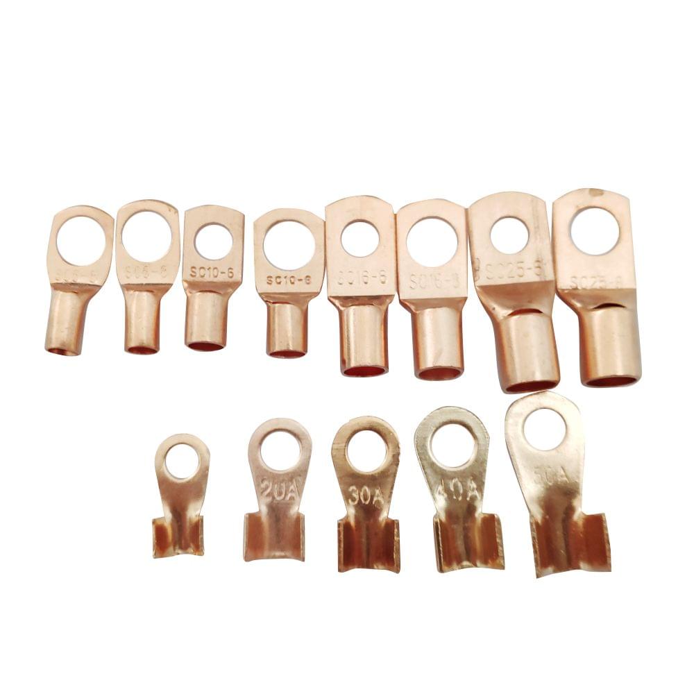 130Pcs/Box Copper Cable Lugs Heavy Duty Wire Lugs Terminal - 130pcs