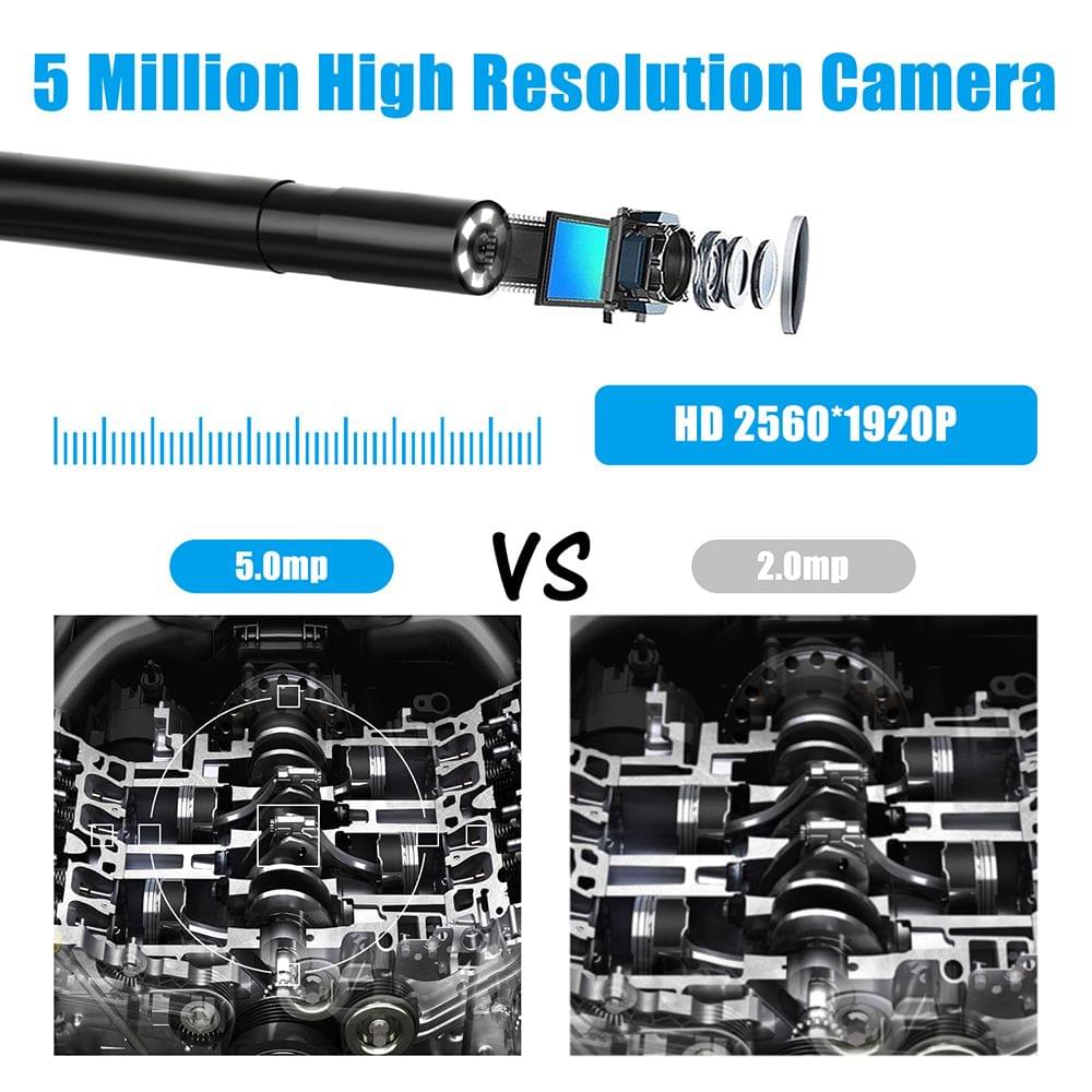 F220 5.5mm Industrial Endoscope WiFi Borescope Inspection - 5m Hard Wire