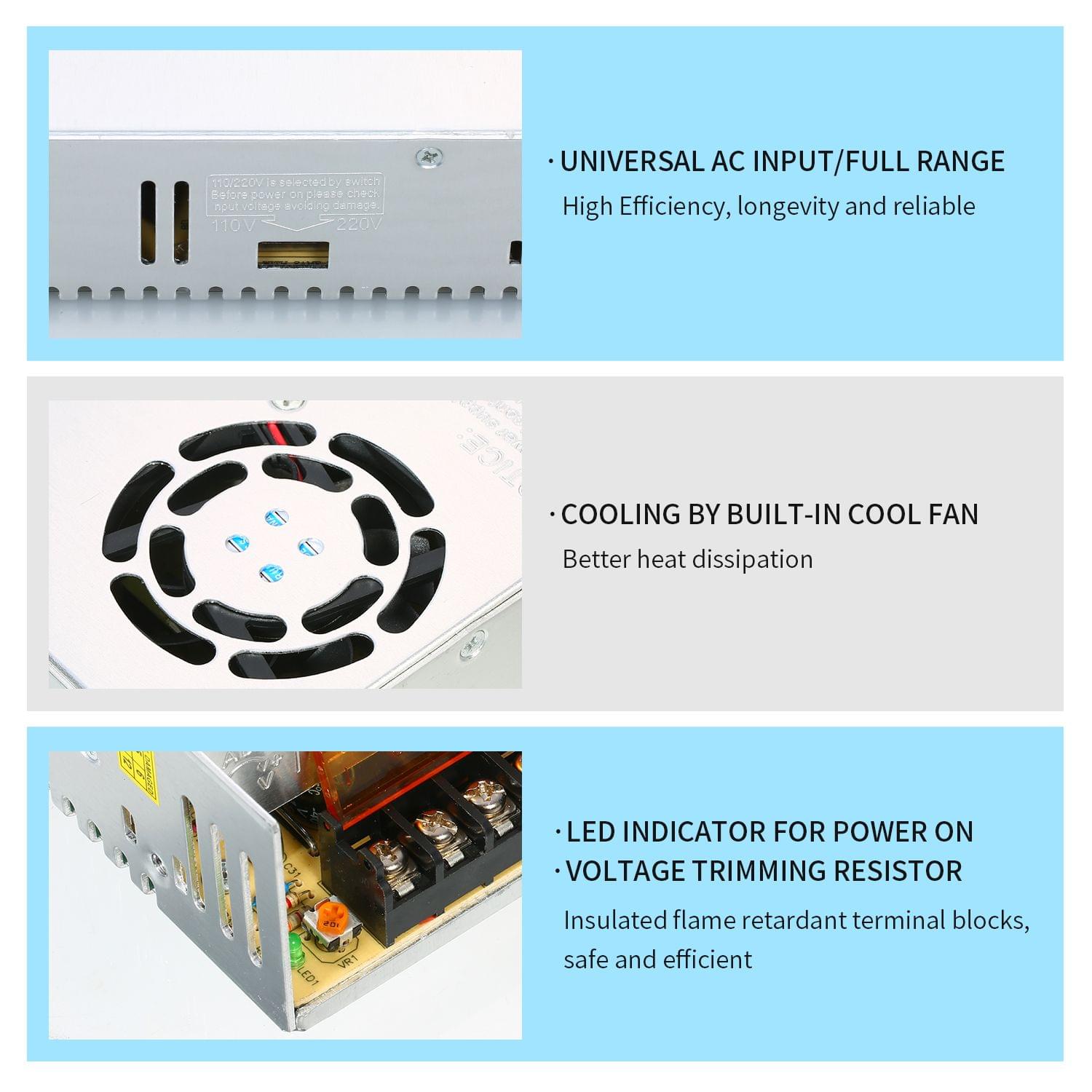 24V 15A DC Universal Regulated Switching Power Supply 24V - 24V 15A