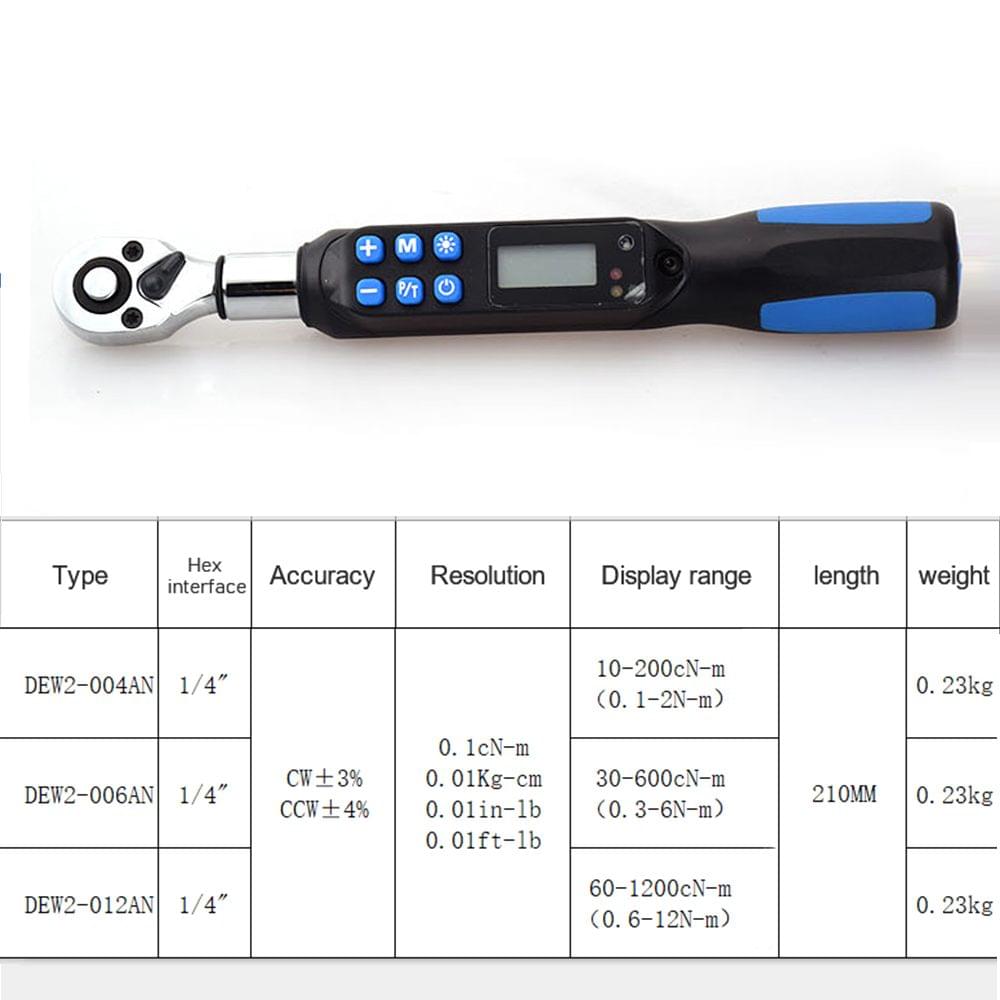 1/4" DR Portable Handheld Digital Display Backlight Torque - 3