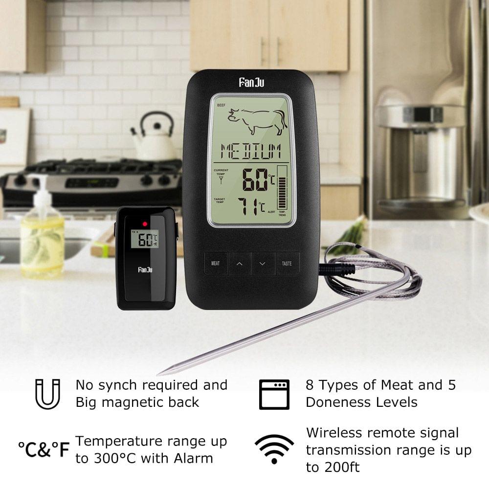 FanJu FJ2245 Digital Cooking Grill Thermometer with Wireless