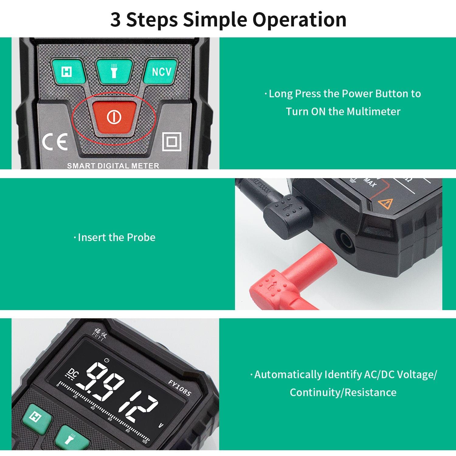 FUYI FY108S 9999 Counts True RMS Digital Multimeter Palm