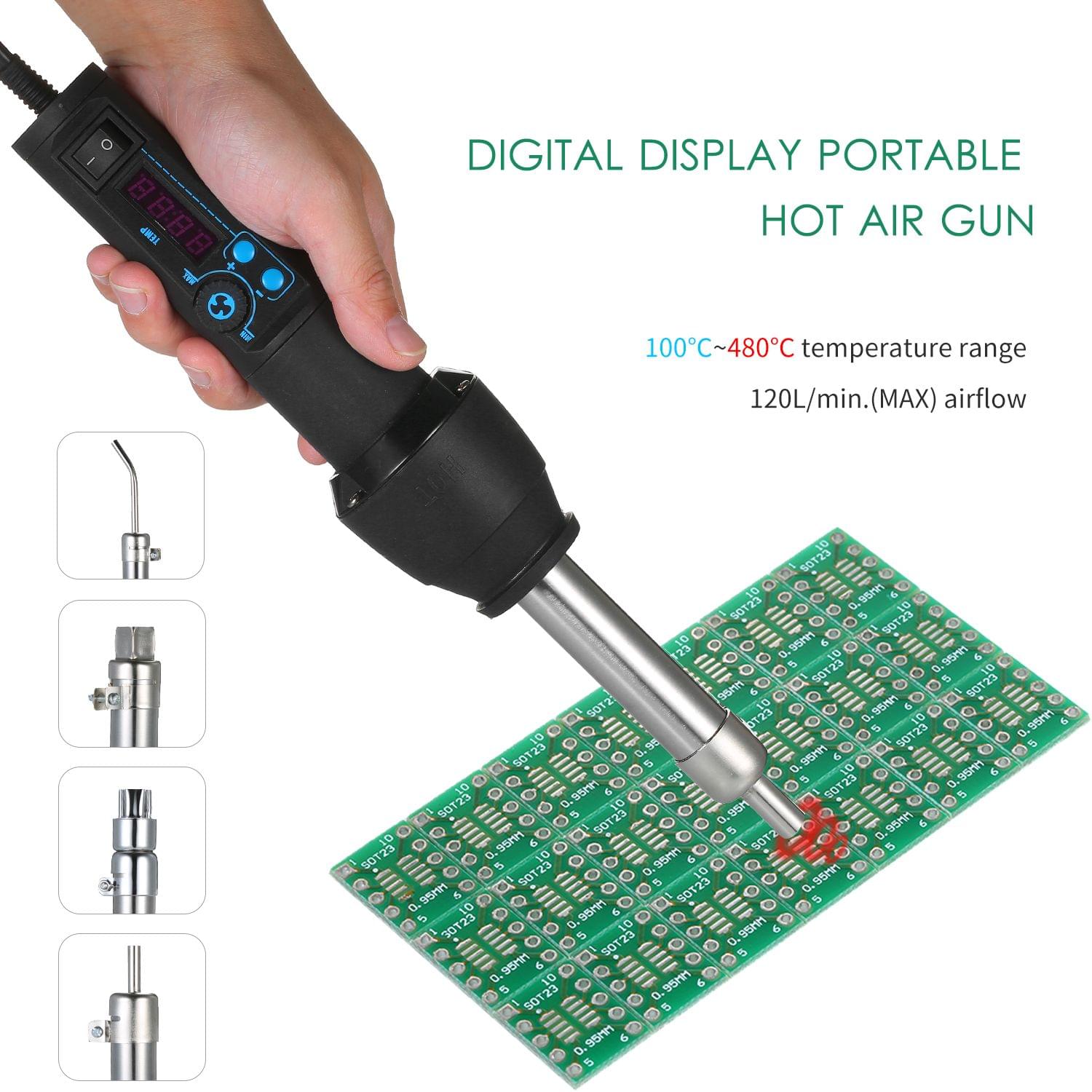 15pcs 110V/220V 15pcs Digital Display Portable Hot Air Gun - US Plug