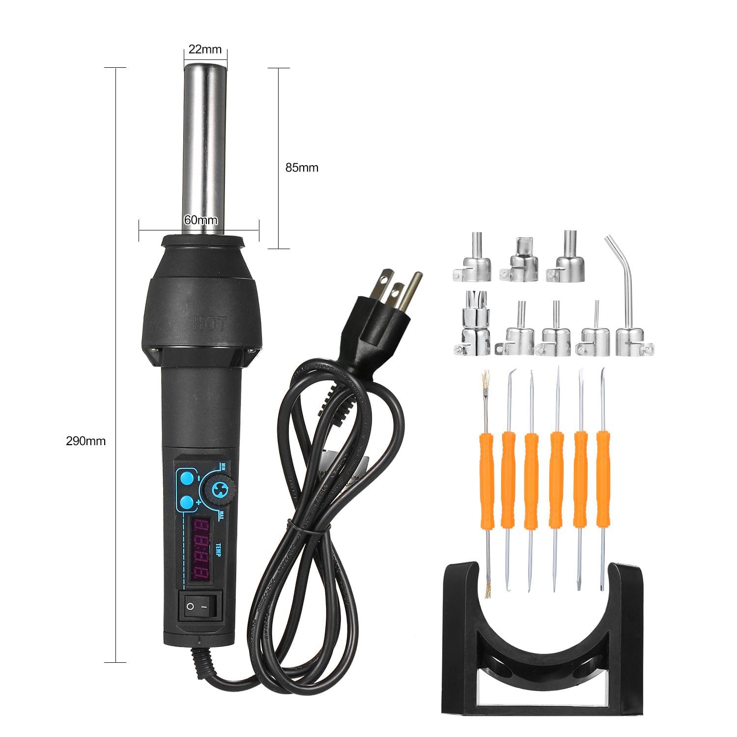 15pcs 110V/220V 15pcs Digital Display Portable Hot Air Gun - US Plug