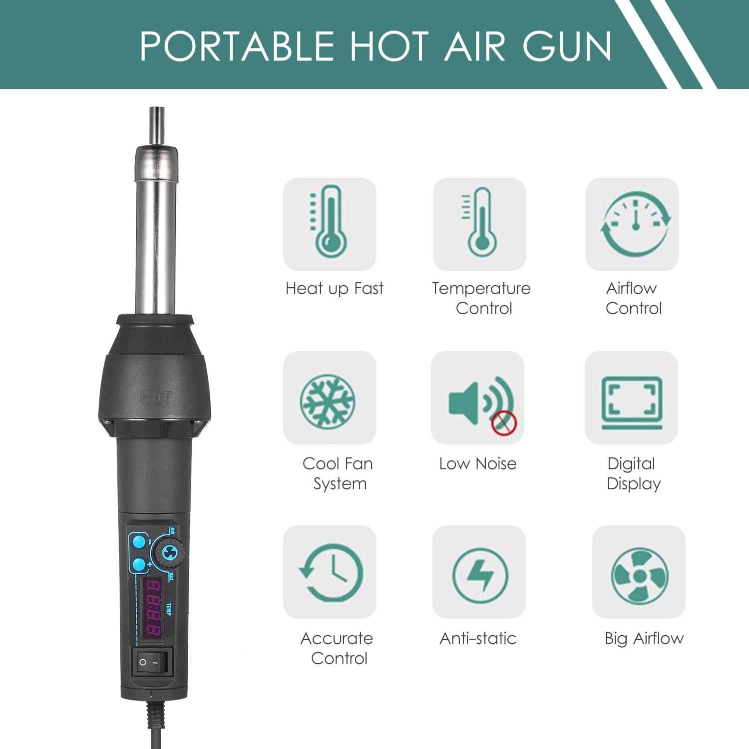 15pcs 110V/220V 15pcs Digital Display Portable Hot Air Gun - US Plug