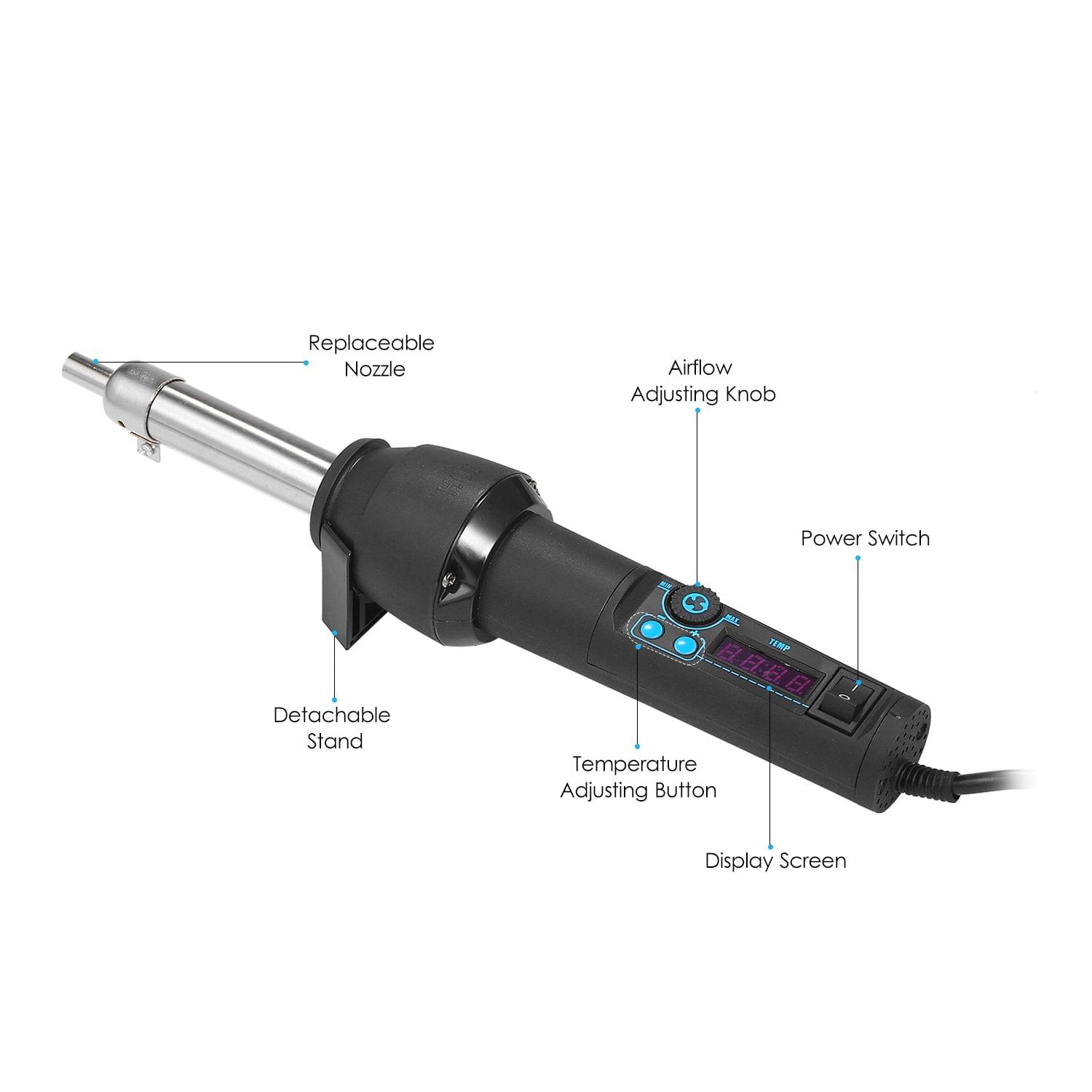 15pcs 110V/220V 15pcs Digital Display Portable Hot Air Gun - US Plug