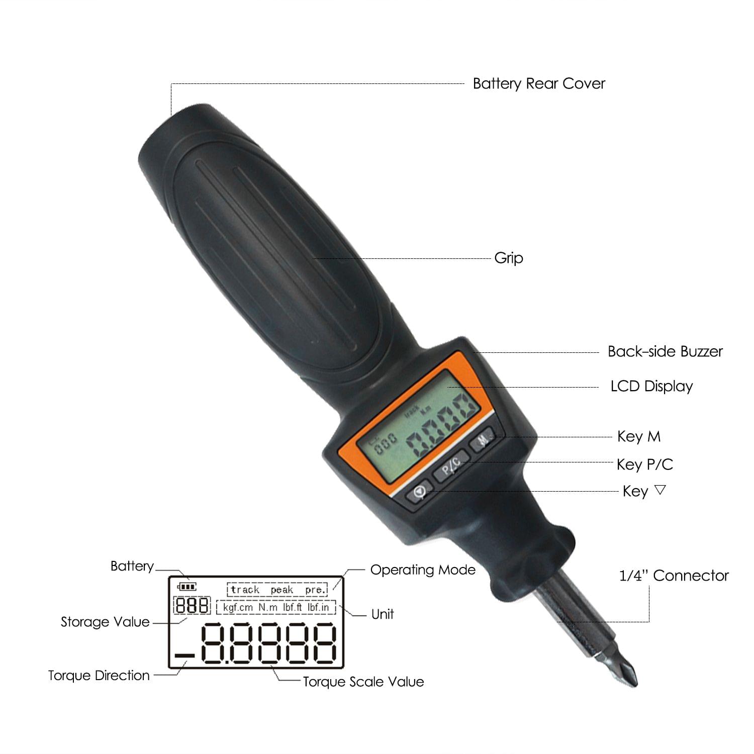 ENS-8 1/4" Mini Digital Torque Screwdriver with Buzzer and - ENS-8