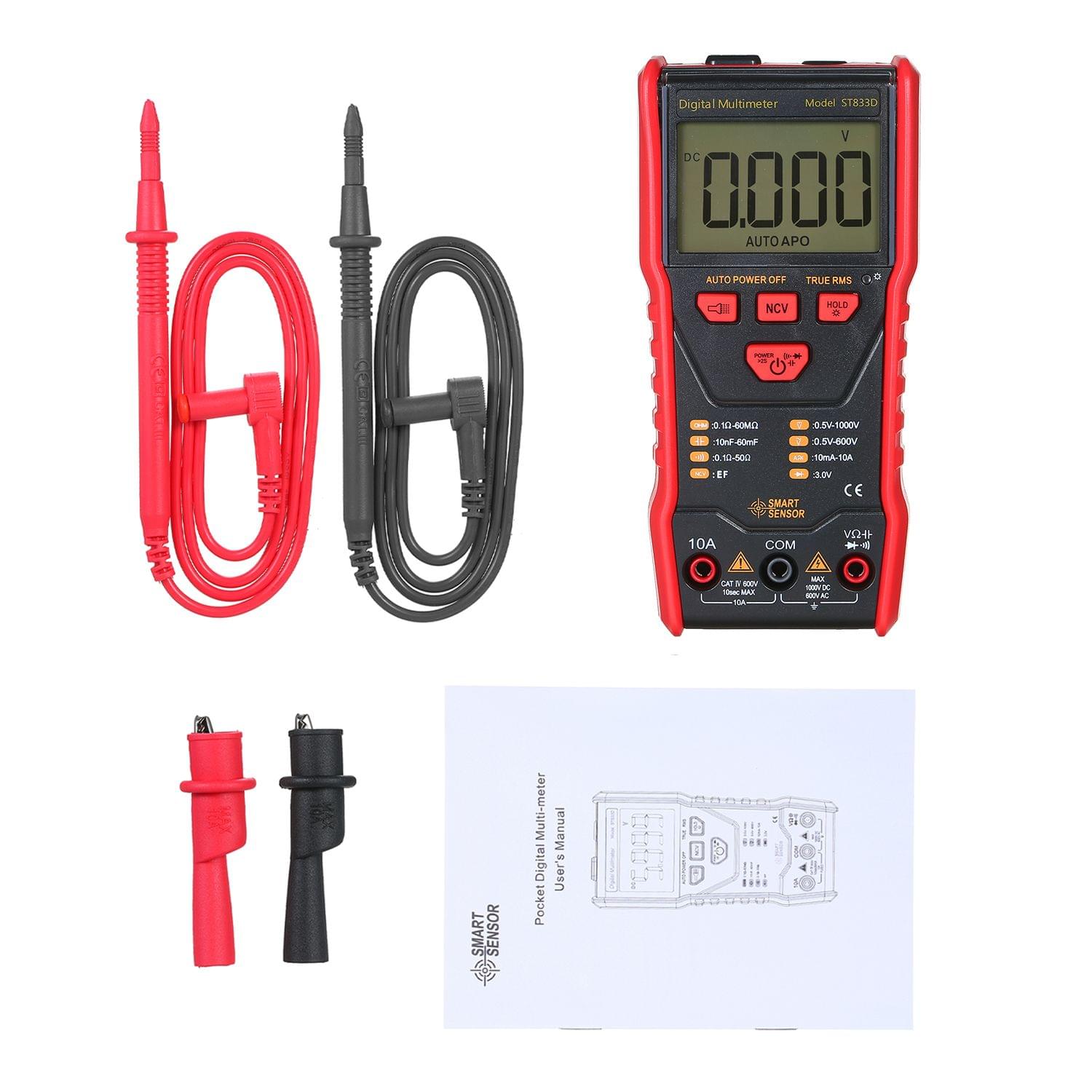 SMART SENSOR Full-automatic Multimeter LCD Display NCV Mode - Manual