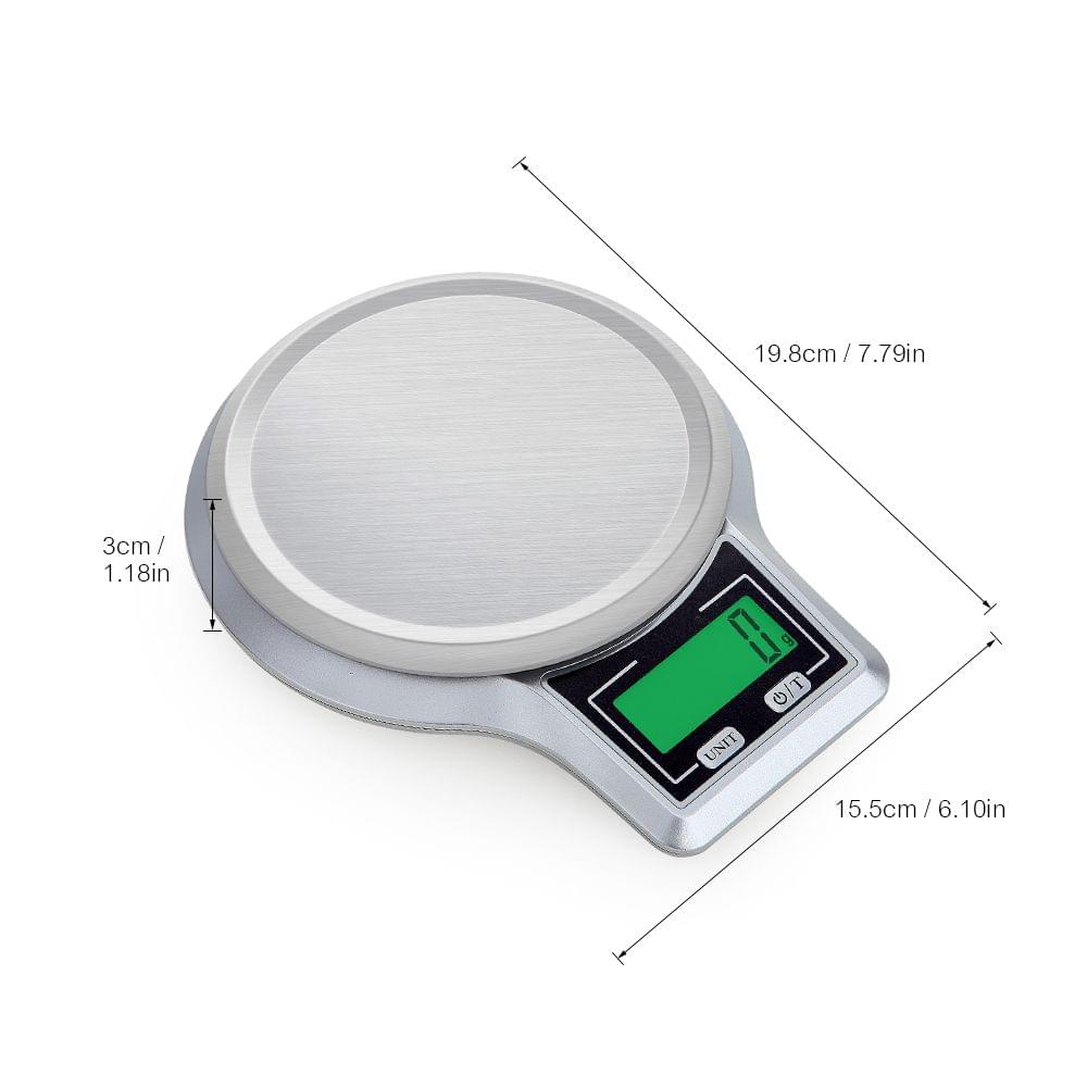 Electronic Digital Kitchen Scale Stainless Steel Weighing - 5kg 0.1g