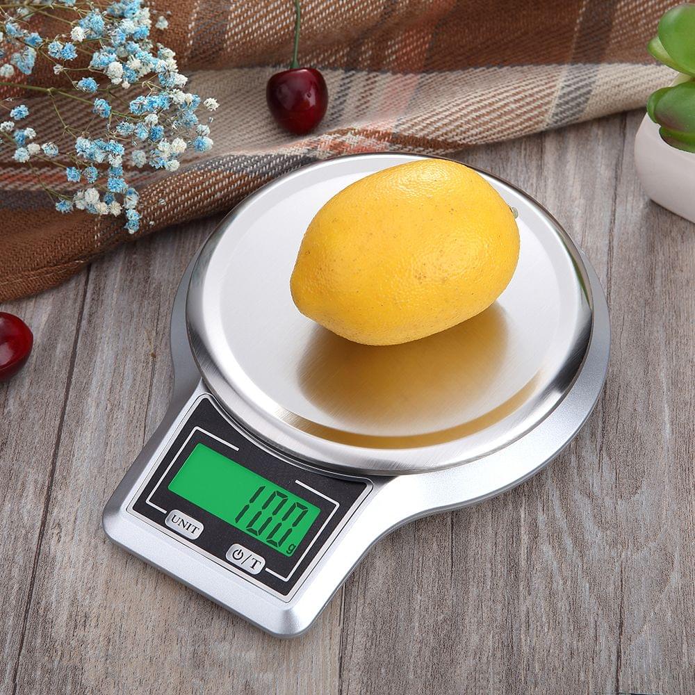 Electronic Digital Kitchen Scale Stainless Steel Weighing - 5kg 0.1g