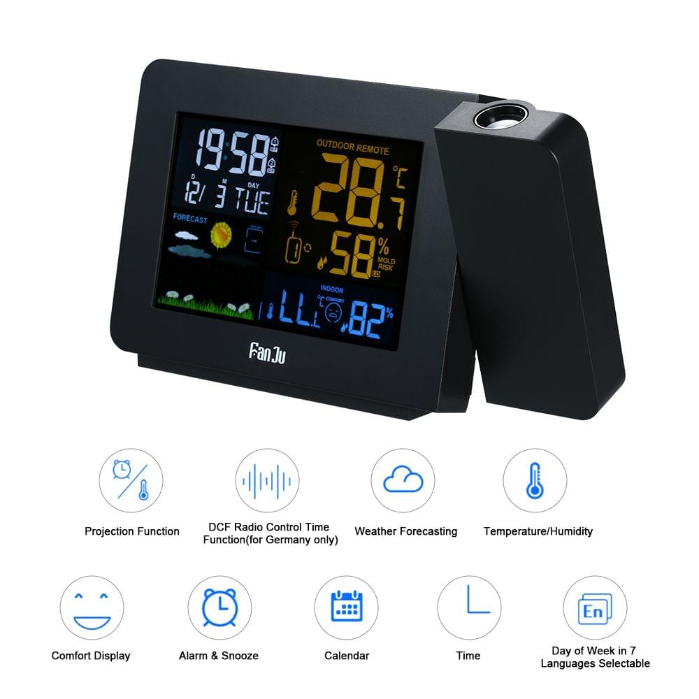 FanJu USB Operated Wireless Digital Colorful LCD Weather