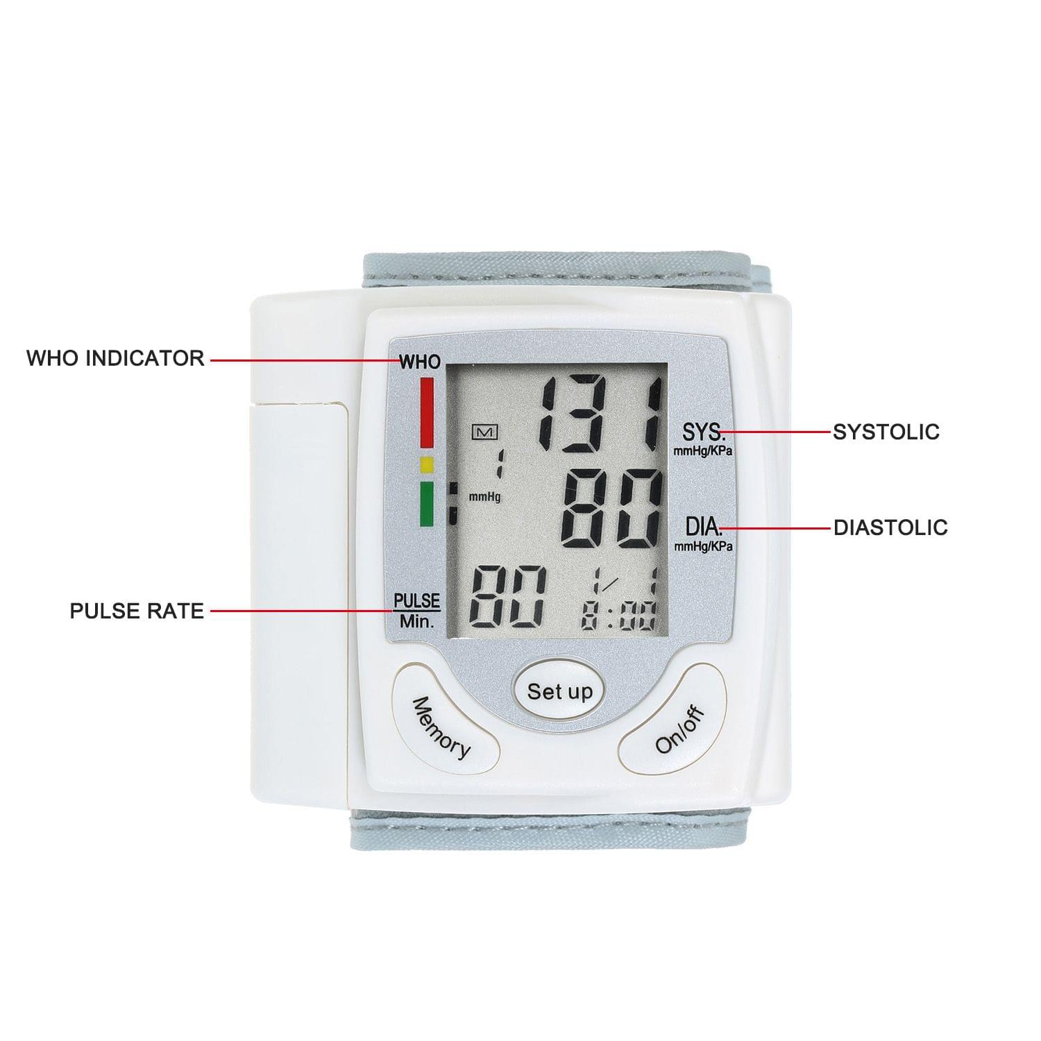 LCD Display Blood Pressure Monitor Wrist Pulse Meter