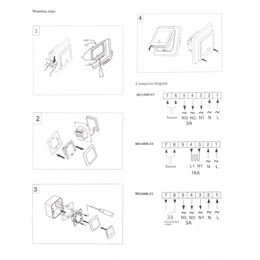 Household ME108H Programmable Thermostat with LCD Screen