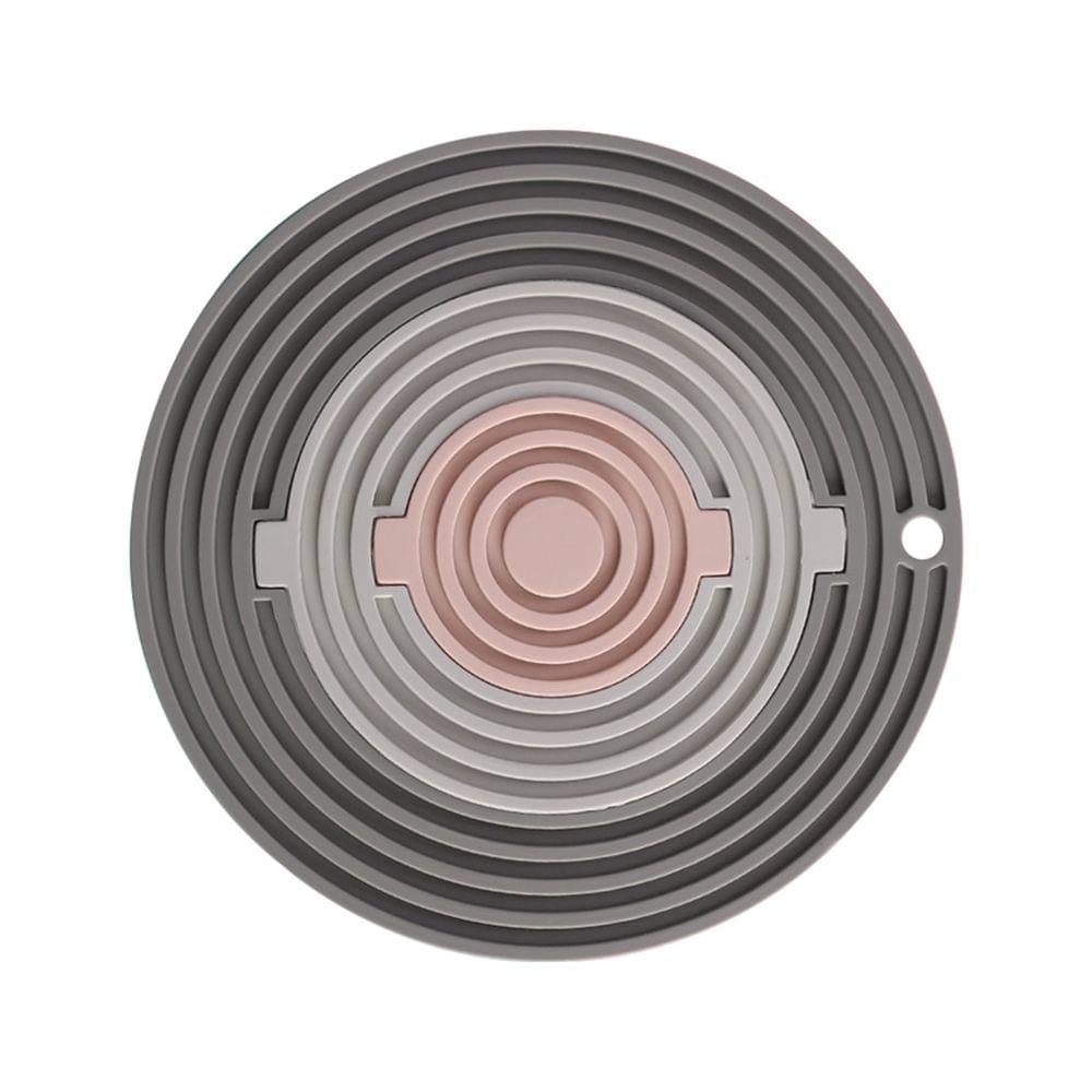 3 in 1 Silicone Trivet Mat Hot Pads Placemats Non-slip Heat - Dark Grey & Light Grey & Pink