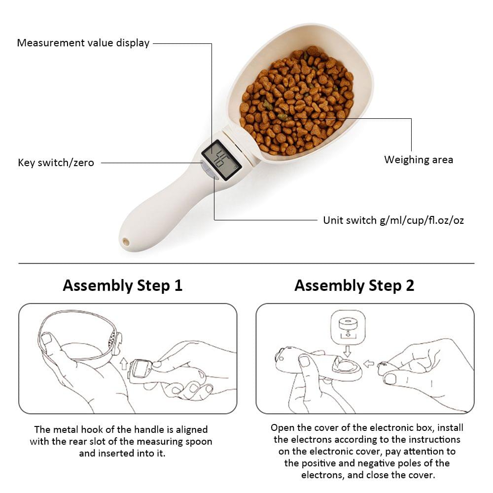 Pet Food Measuring Scoop Detachable Digital Spoon Units