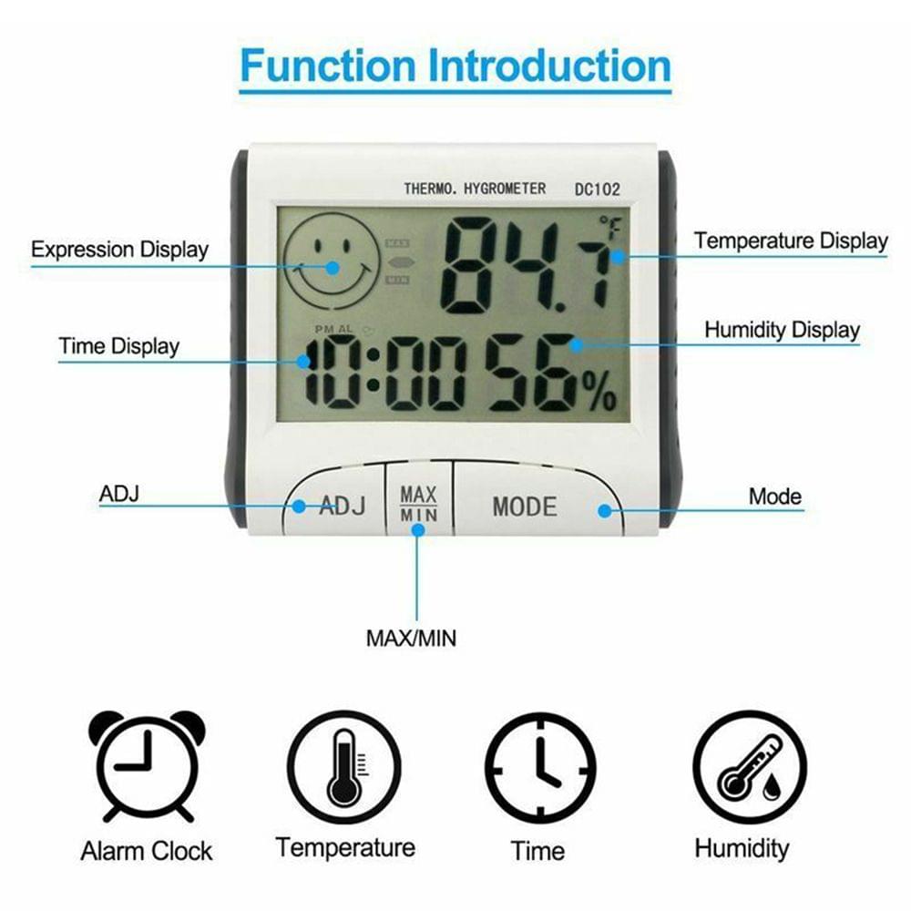 Minitype Digital Indoor Thermometer Hygrometer Clock DC102