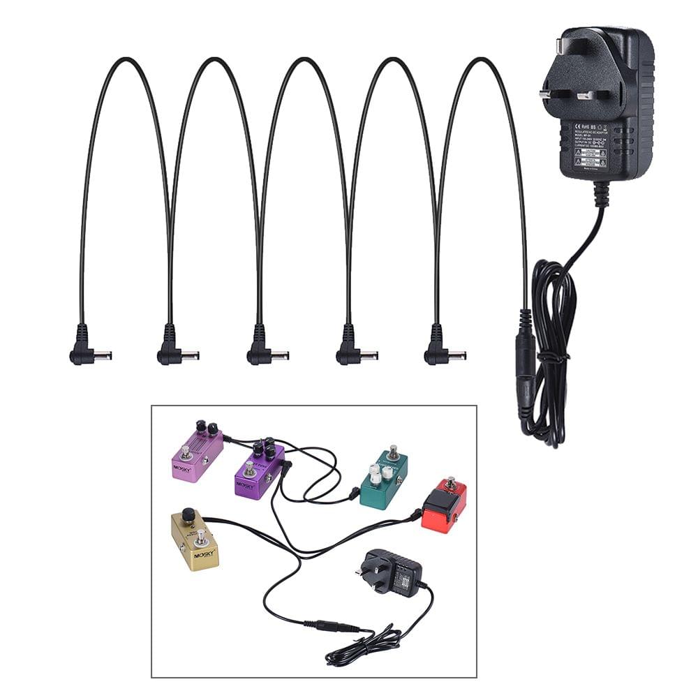 Guitar Effect Power Supply Adapter 9V DC 1000mA 5 Way Daisy - UK Plug