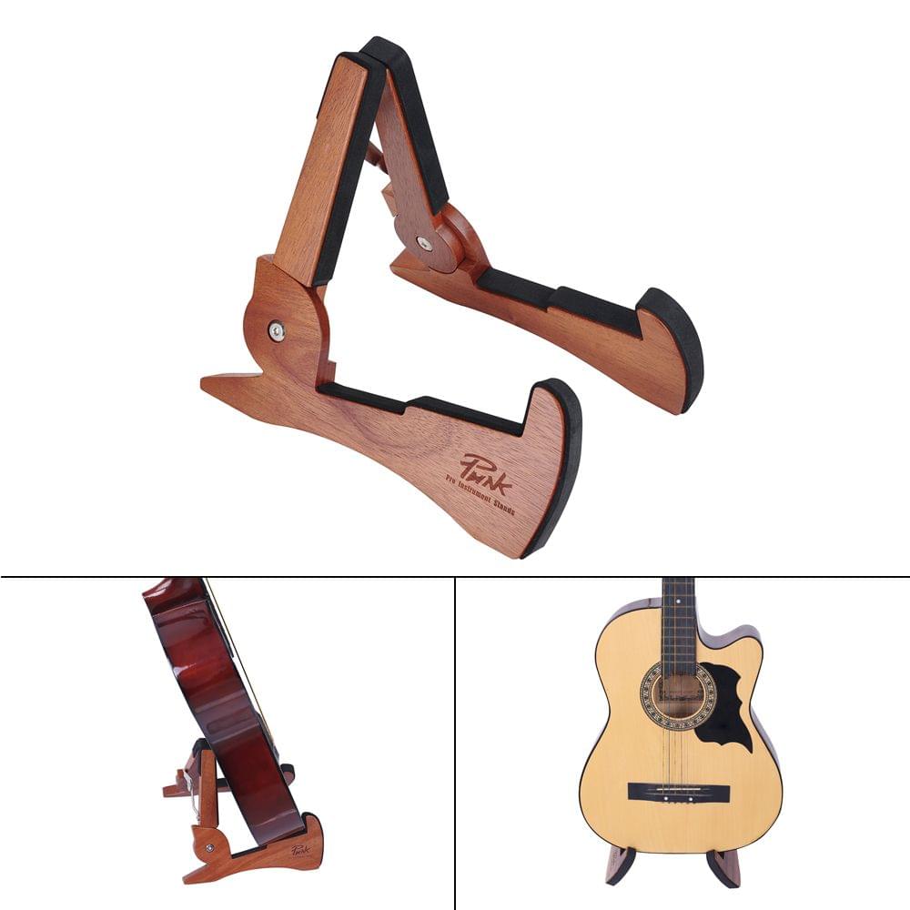 Universal Foldable Guitar Stand Holder Mahogany Solid Wood