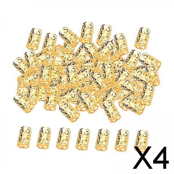4x100x Dreadlocks Beads Rings Hair Accessories for Women and Men Hair Braiding Golden 10mmx15mm