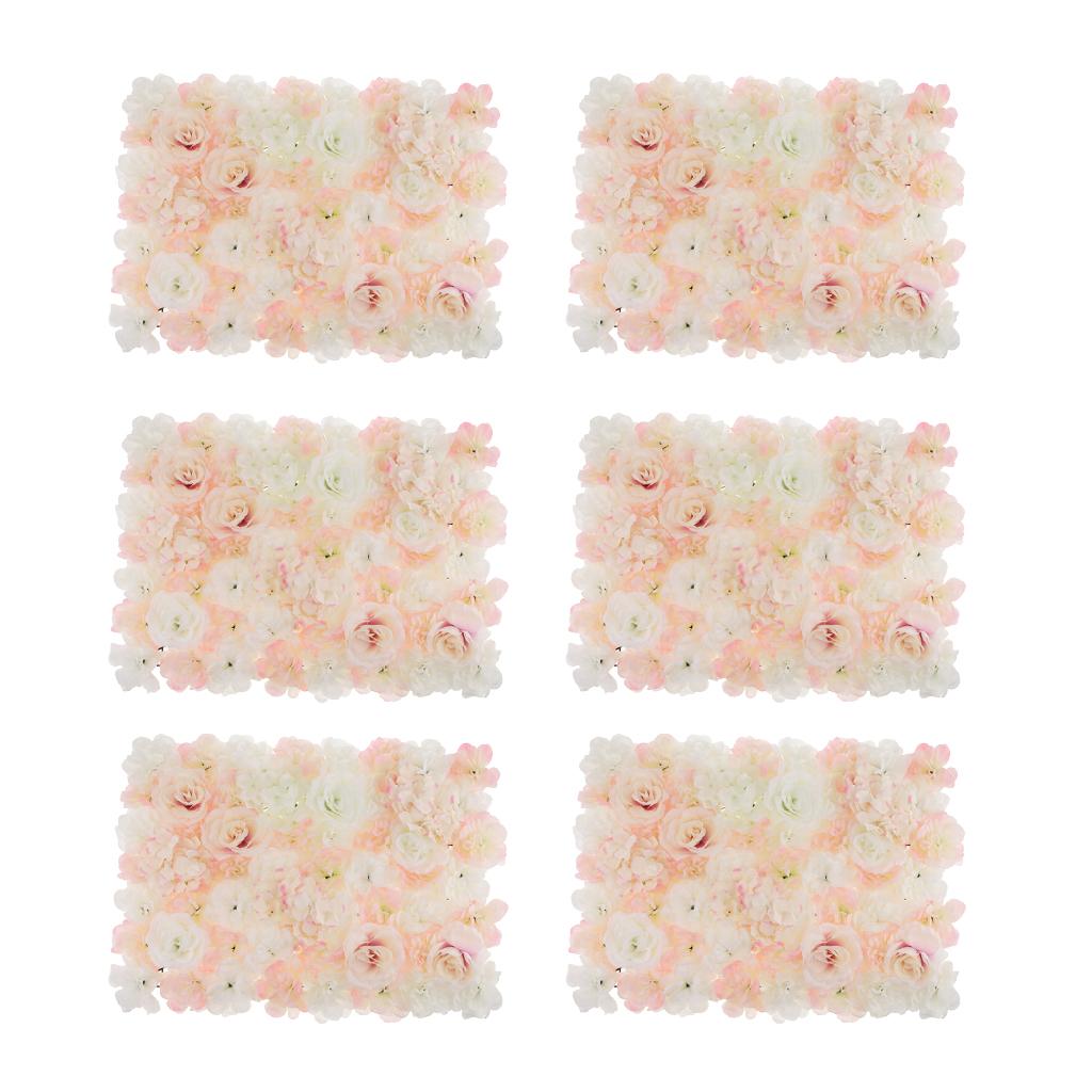6pcs Artificial Rose Hydrangea Flower Wall Panels Wedding Venue Decoration