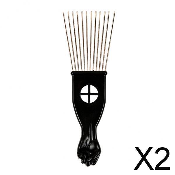 2xNew Black Pocket Afro Hair Lifting Pik Pick Detangle Wig Comb Wide Teeth A