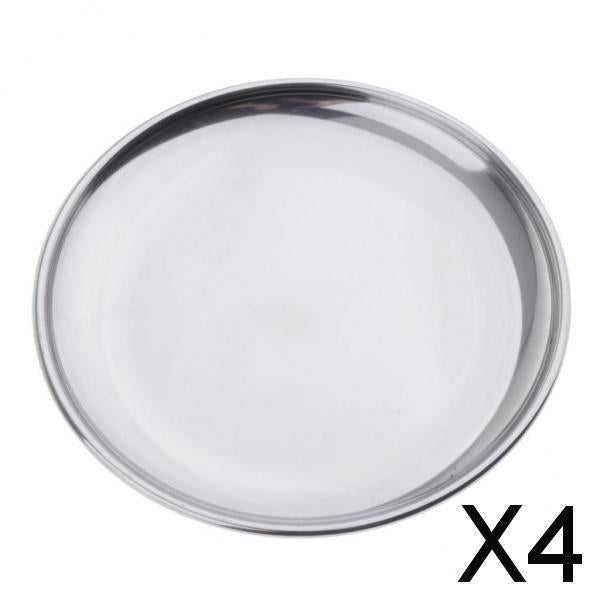 4xStainless Steel Round Plates 14CM