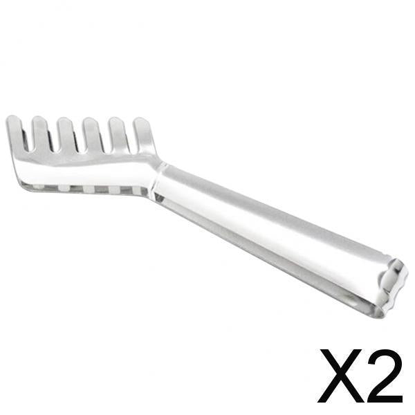 2xStainless Steel Food Clip Pasta Spaghetti Tongs Clamp BBQ Cooking Tool