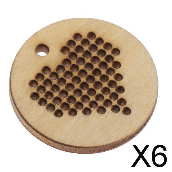 6xDIY Wooden Shapes Heart Shaped Blank Pendant for Counted Cross Stitch Kit