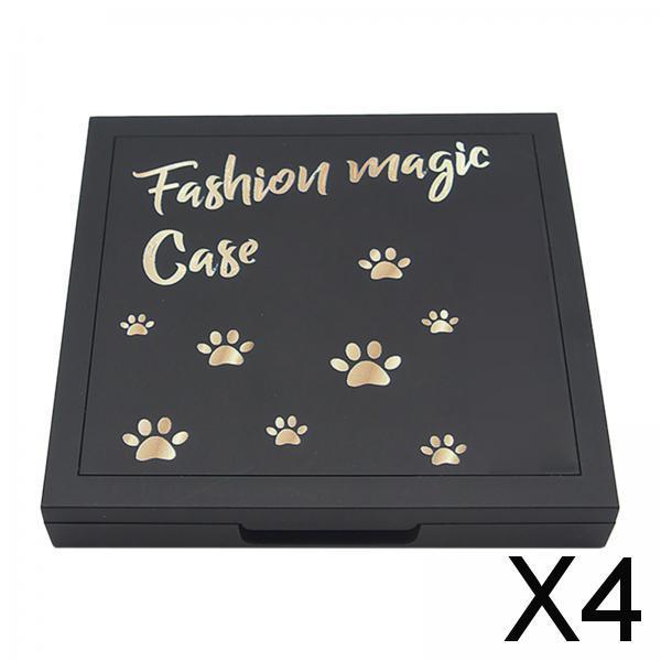 4xEmpty Magnetic Eyeshadow Palette Large with Mirror for Lipstick Eyeshadow Matte black