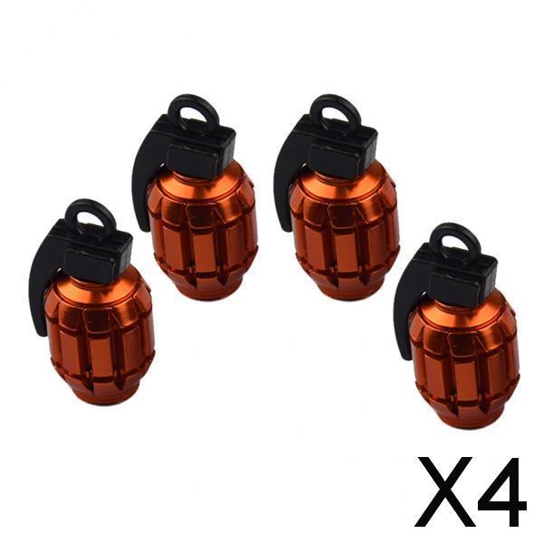 4x4 Anodized Valve Stem Multi Cap Kit/Set For Rims/Wheels/Tires SUV Orange