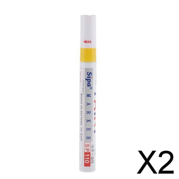 2xWaterproof Permanent Paint Marker Pen Tire Metal Marking Acrylic Pens Yellow