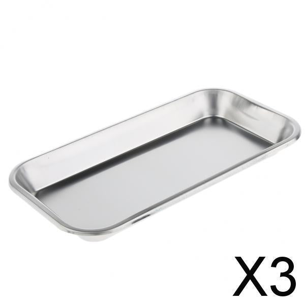 3xThick Stainless Steel Dental Instrument Disinfection Tray