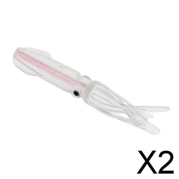 2x10.5cm Bionic Squid Baits Artificial Soft Lures with Built-in Colorful Tube