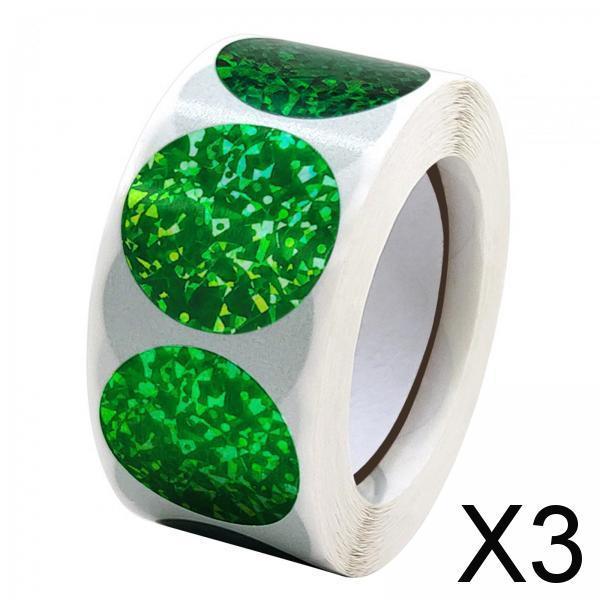 3x500x/Roll Self Adhesive Seal Stickers for Boutiques Greeting Card DIY Crafts Green