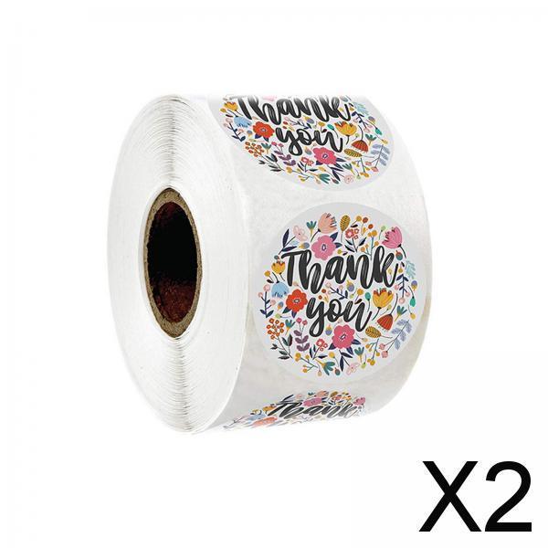 2x500 Pieces Thank You Stickers Scrapbook Decals for Baking Packaging Wedding Colorful