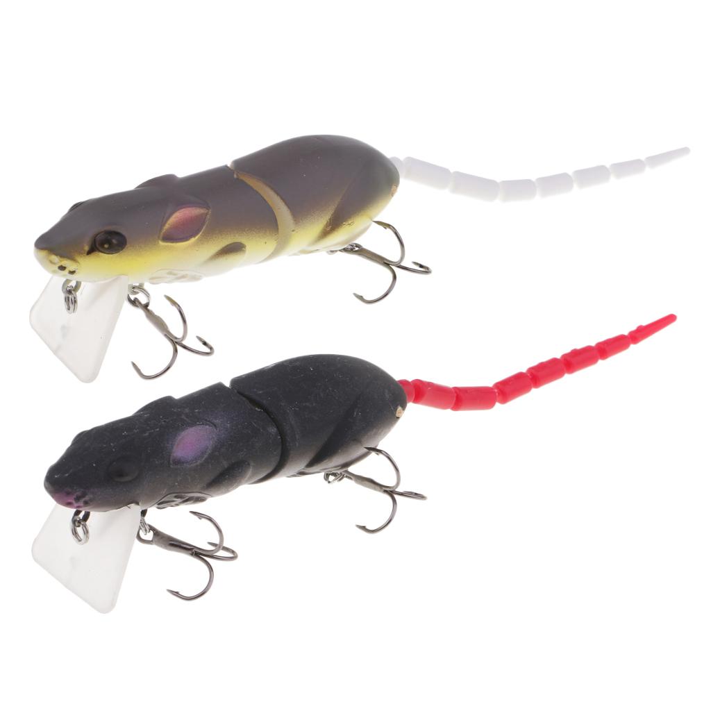 2pcs Multi-joint Tail Mice Rat Lures Topwater Fishing Lures Soft Bass Baits