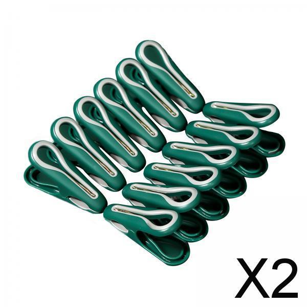 2x12Pcs Clothespins Clothes Drying Line Pegs for Trouser Pictures Outdoor Ties green