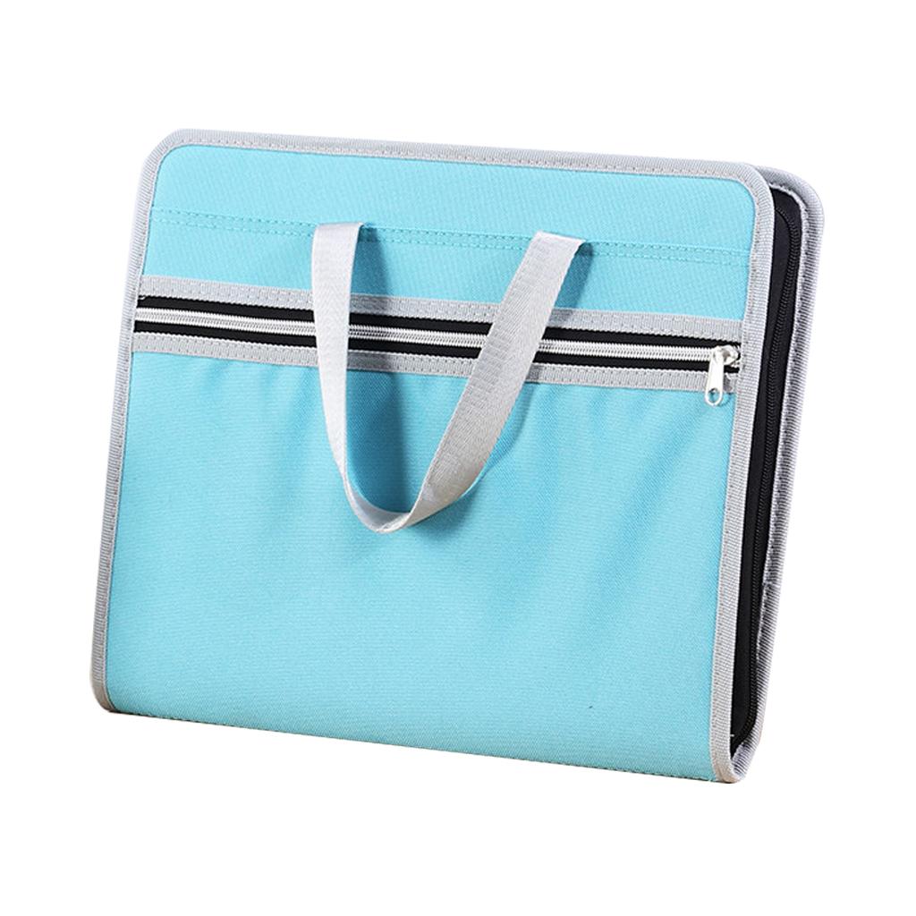 A4 Size File Expanding Folder Organizer Storage Pockets Folder A Light Blue