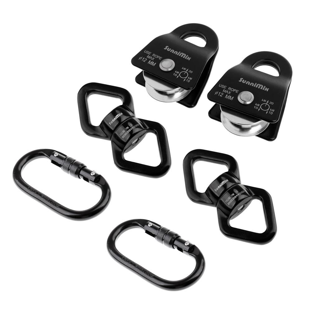 Climbing Aerial Dance 2 Swivel Rope Connector with 2 Pulley and 2 Carabiner