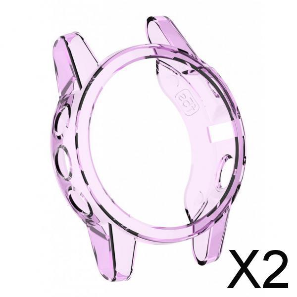 2xSmart Watch Screen Case Cover Silicone Protector for Garmin Fenix 5S purple