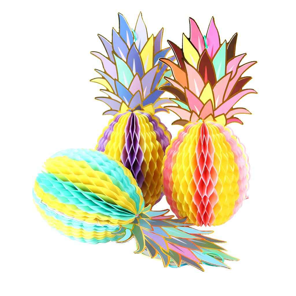 Set of 3pcs Colorful Paper Pineapple Honeycomb Wedding Party Table Decoration