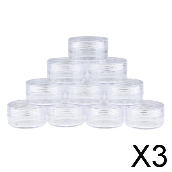 3x10x Empty Round Clear Makeup Jar Pot Powder Travel Cream Cosmetic Container 10g(A)