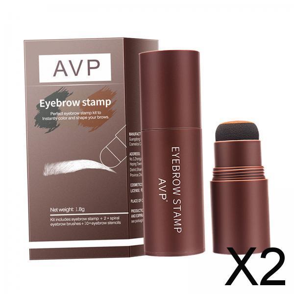 2xEyebrow Stamp Stencil Kit Eyebrow Stamp Shaping Kit for Girls Starters Women Light Brown