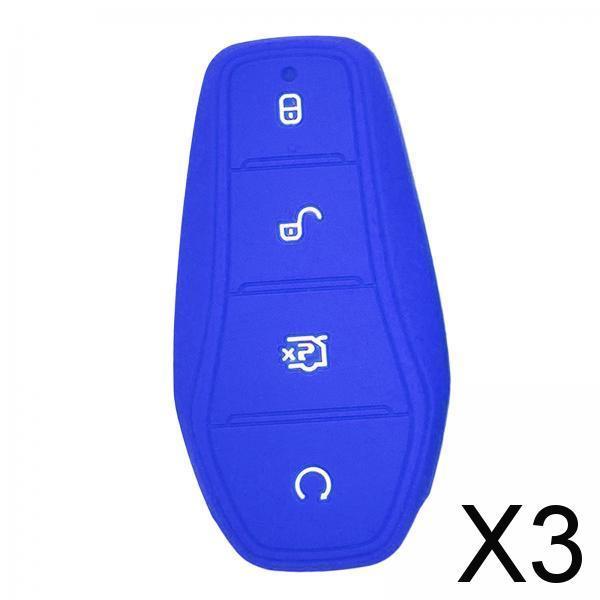 3xCar Entry Remote Control Key Fob Cover Case Protector for Byd Atto 3 Blue