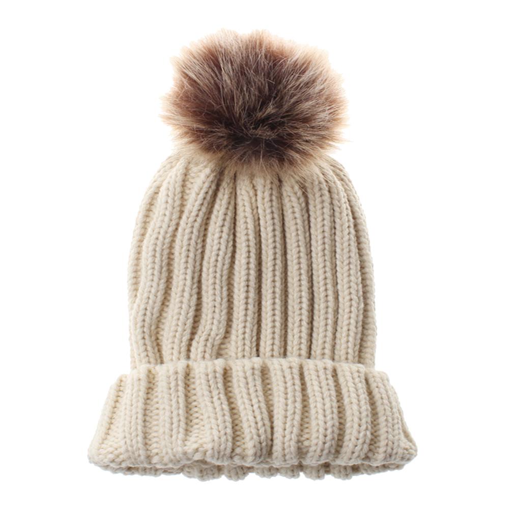 Cute Newborn Baby Girls Boys Winter Knitted Hats Warm Caps Beanies Beige