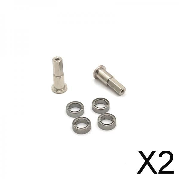2xRC Front Wheel Axle with Bearing for WPL D12 Model Car Replacement Silver