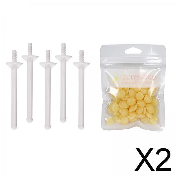 2x1Bag Depilatory Wax Waxing Beads Hair Removal Set & 5x Applicator Honey